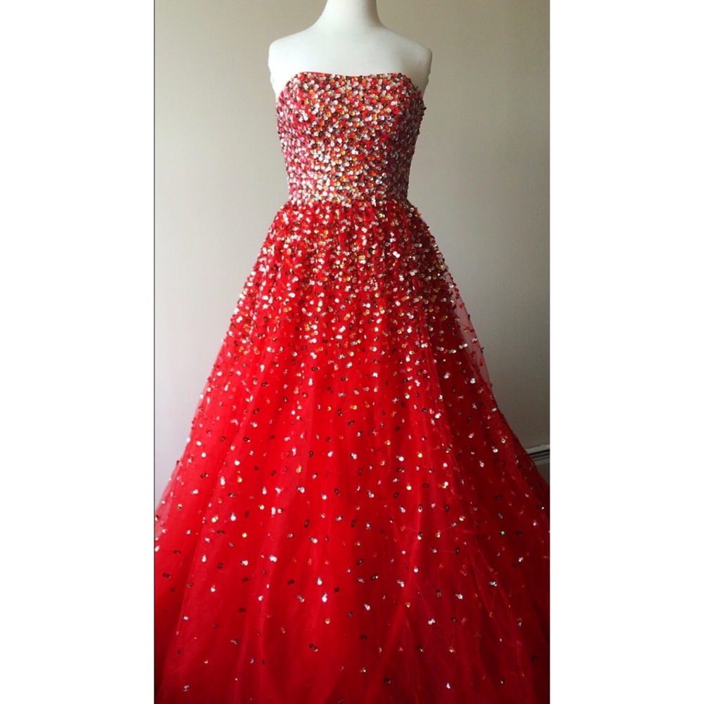 Gorgeous red tulle gown with sequins